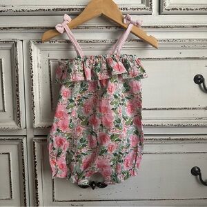 Mud Pie Pink Floral Romper Size 9-12M